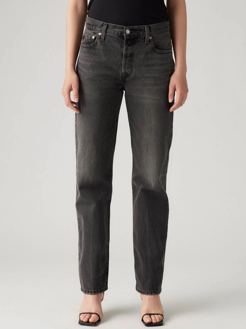 Levi’s 501 Straight Leg Jeans Grey Wash High Rise Button Fly Size 30
